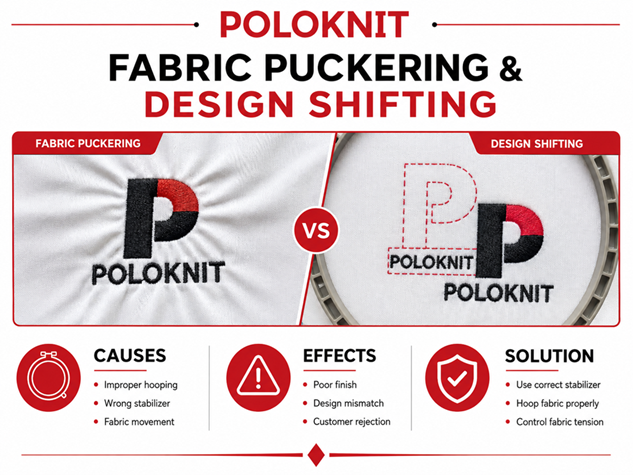 fabric puckering and design shifting