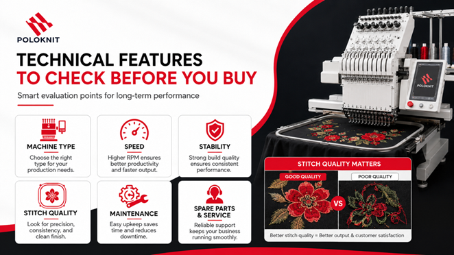 Technical features to evaluate before buying an embroidery machine